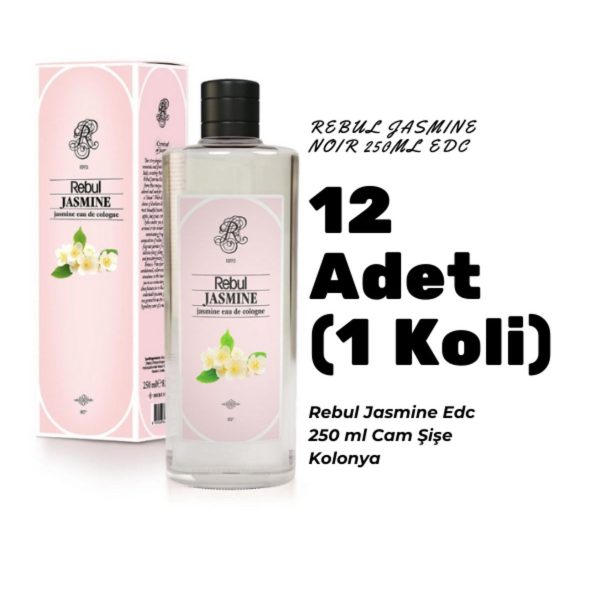Rebul Jasmine Edc 250ml Cam Şişeli Yasemin Kokulu Kolonya 12 Adet (1 Koli)