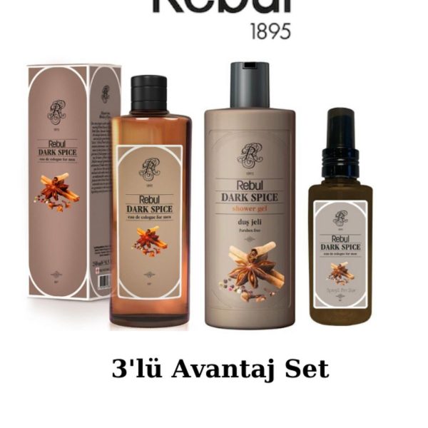 Rebul Dark Spice Edc 250ml Kolonya 500ml Duş Jeli 125ml Edc Kolonya 3'lü Avantaj Set