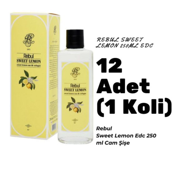 Rebul Sweet Lemon Edc 250ml Cam Şişeli Tatlı Limon Kokulu Kolonya 12 Adet (1 Koli)