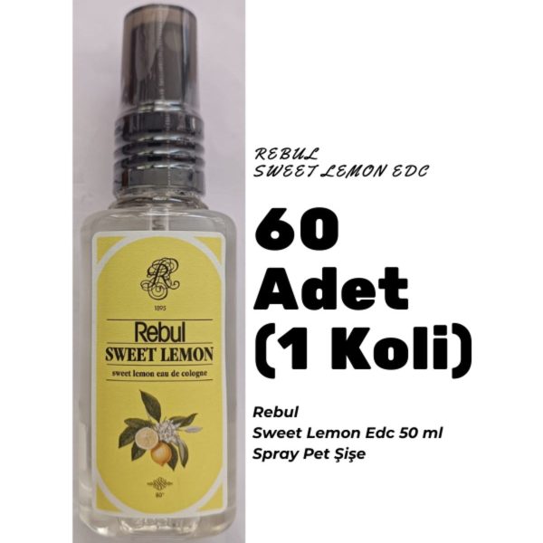 Rebul Sweet Lemon Edc 50ml Sprey Pet Şişe 60 Adet (1 koli) Sweet Lemon Kokulu Kolonya
