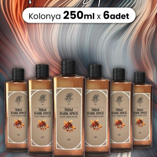 Rebul Dark Spice Kolonya Cam Şişe 250 ml x 6 Adet