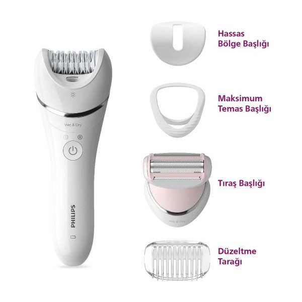 Philips BRE710/05 Epilatör (Yüz+Koltuk altı+Bikini Bölgesi+Bacak)Islak Ve Kuru,Işıklı,Kablosuz