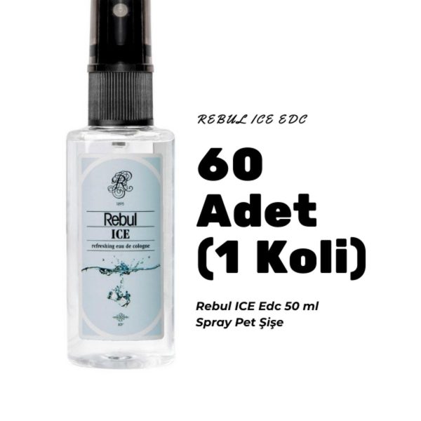 Rebul ICE Edc 50ml Sprey Pet Şişe 60 Adet (1 koli) ICE Kokulu Kolonya
