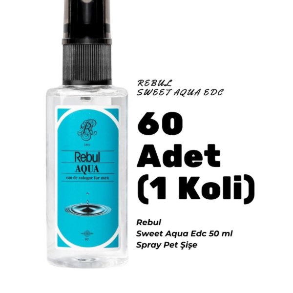 Rebul Aqua Edc 50ml Sprey Pet Şişe 60 Adet (1 koli) Aqua Kokulu Kolonya