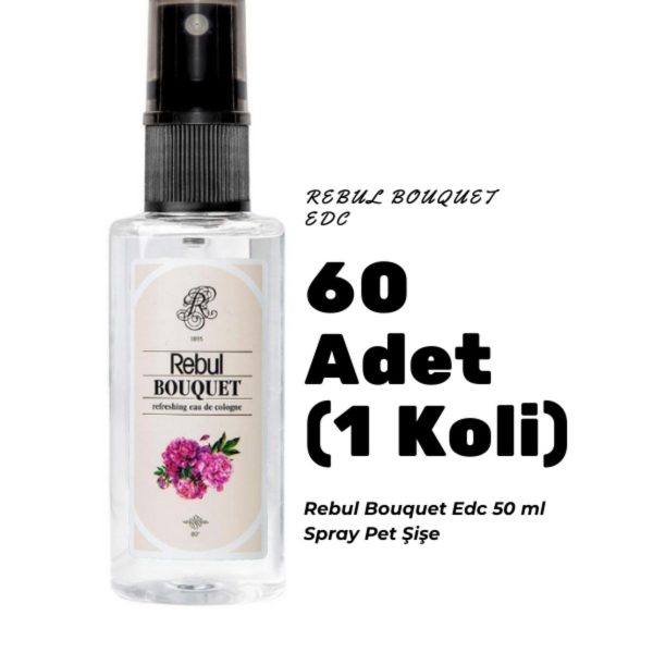 Rebul Bouquet Edc 50ml Sprey Pet Şişe 60 Adet (1 koli) Bouquet Kokulu Kolonya