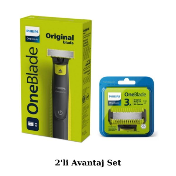 Qp2724/20 5'i1 Arada Tarak Oneblade Yüz Ve Vücut Şekilendirici Qp630/51 3'lü Yedek Bıçak Avantaj Set