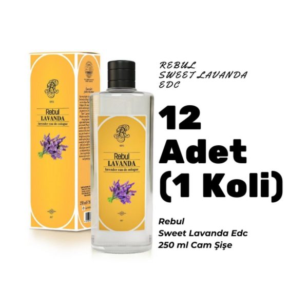 Rebul Lavanda Edc 250ml Cam Şişeli Lavanta Kokulu Kolonya 12 Adet (1 koli)