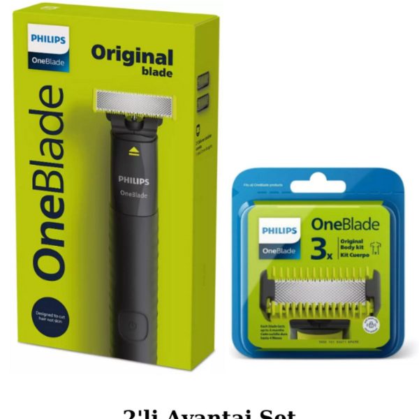 Philips QP1424/10 OneBlade Tıraş Makinesi - QP630 3'lü Yedek Başlık Avantajlı Set