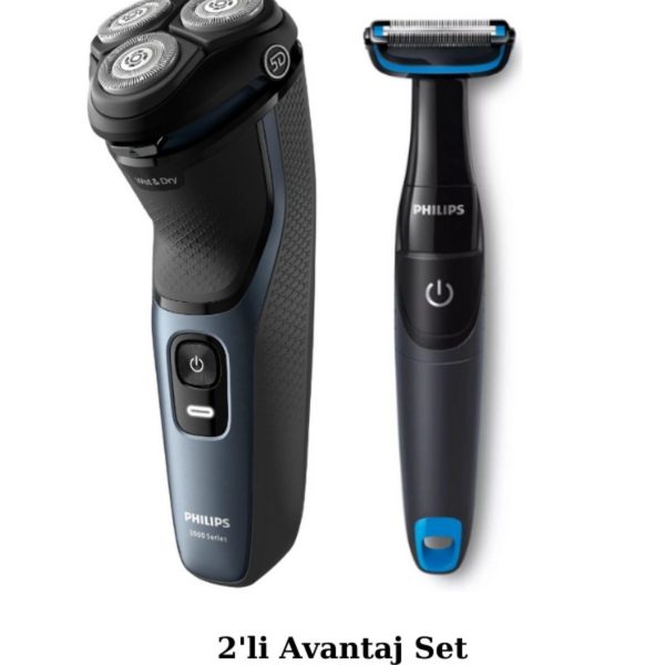 Philips S3144/00 Islak/Kuru Sinek Kaydı Tıraş Makinesi - BG1024 Banyo Vücut Bakım Makinesi 2'li Set