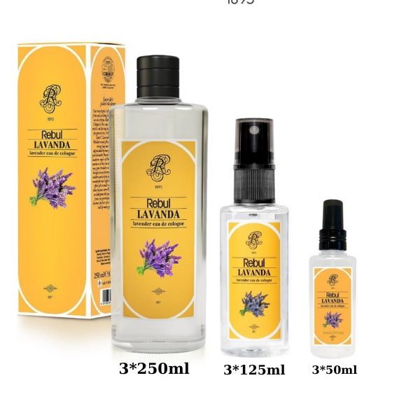 Rebul Lavanda (Lavanta) Edc Kolonya 250ml Cam Şişeli,125ml - 50ml Pet Sprey Şişeli 3'lü Set (9 ürün)