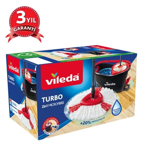 Vileda Turbo 2in1 Pedallı Temizlik Seti, Mikrofiber Paspas, Teleskopik Sap, 2 Yıl Garantili