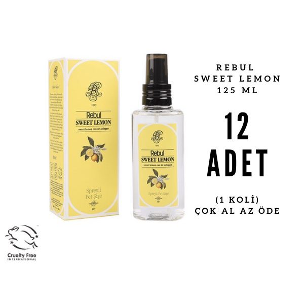 Rebul Sweet Lemon - Tatlı Limon Edc 125ml Sprey Pet Şişeli Kolonya 12 Adet (1 Koli)