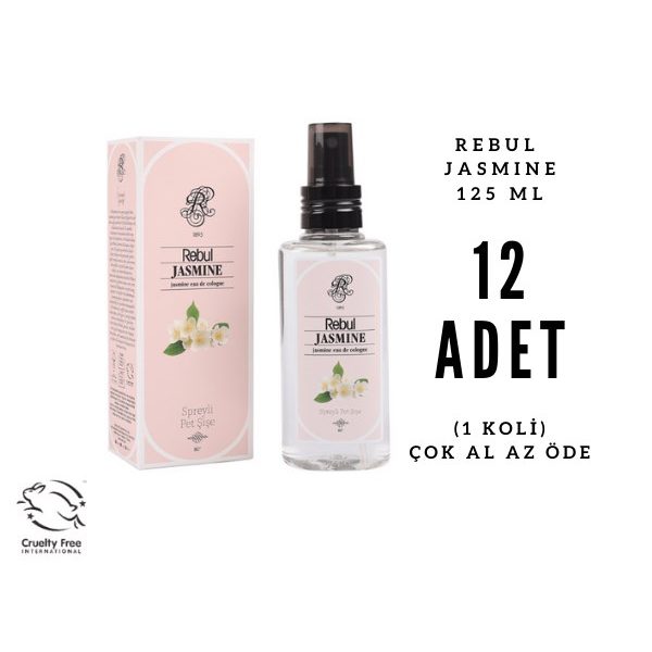 Rebul Jasmine - Yasemin Çiçeği Edc 125ml Sprey Pet Şişeli Kolonya 12 Adet (1 Koli)