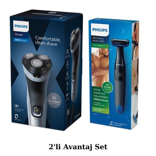 Philips Shaver 3000X Series Islak Kuru Sinek Kaydı Elektrikli Tıraş Makinesi - Vücut Tıraş Makinesi